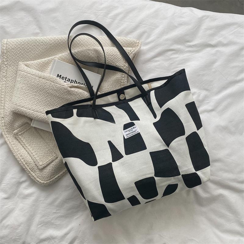 Large Capacity Large Bag Femalenewest Trendy Cloth Bag Cloth Bag Canvas Shoulder Bag College Student Class Bag Tote Bag