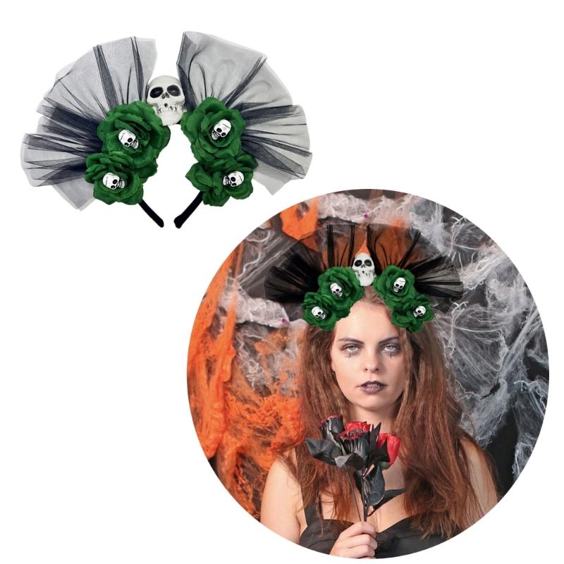 Mexicans Rose Florals Crown Garlands Flower Headband Skeleton Florals Headband Halloween Dia De Los Muerto Party Costum