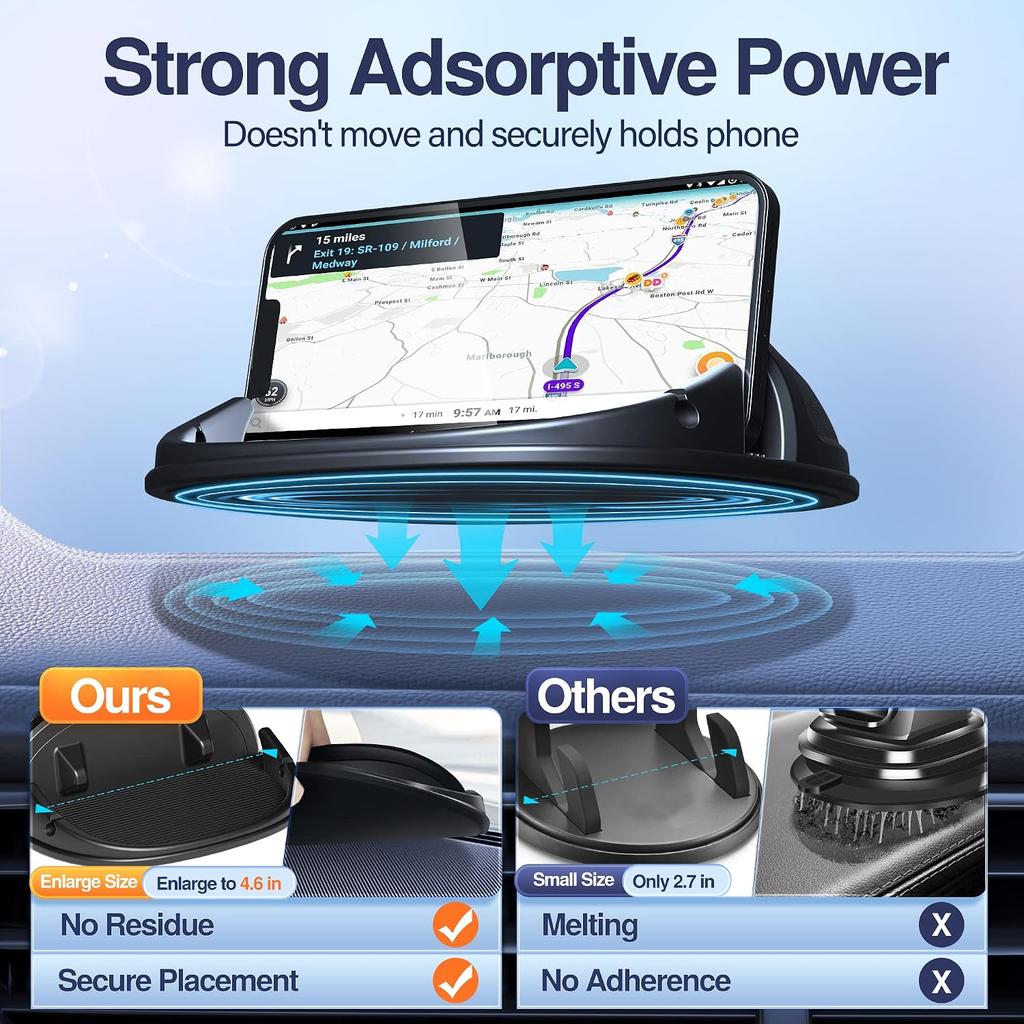 Loncaster Car Phone Holder, Car Phone Mount Silicone Car Pad Mat for Various Dashboards, Slip Free Desk Phone Stand Compatible with iPhone, Samsung,