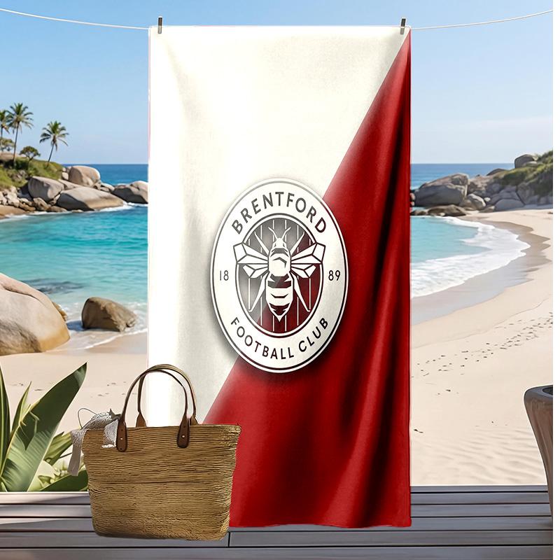 Asciugamano da Spiaggia con Stampa del Brentford Football, Asciugamano Grande Morbido ad Asciugatura Rapida per Spiaggia Campeggio Nuoto