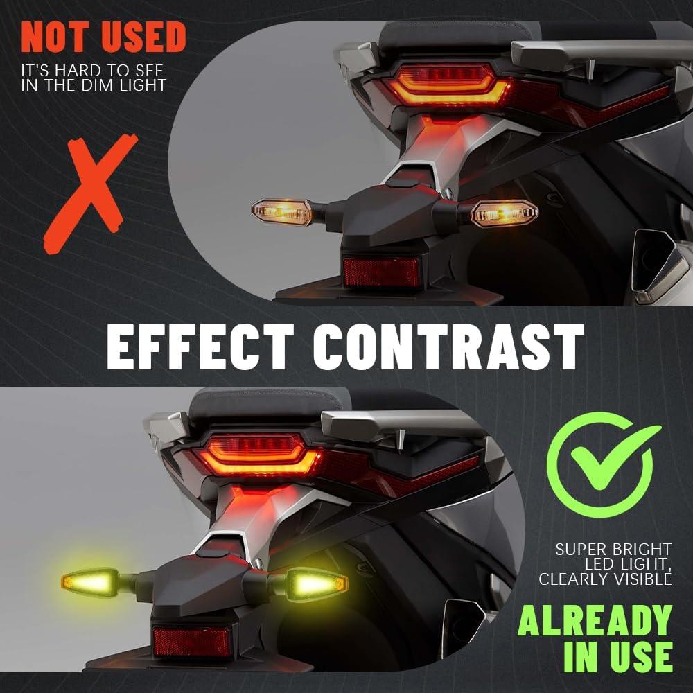 4 Stück Motorrad-Blinker, 14 LEDs, 12 V, bernsteinfarbene Lampe, Motorrad-Blinkerlicht, passend für Motorrad, Roller, Quad, Cruiser, Offroad