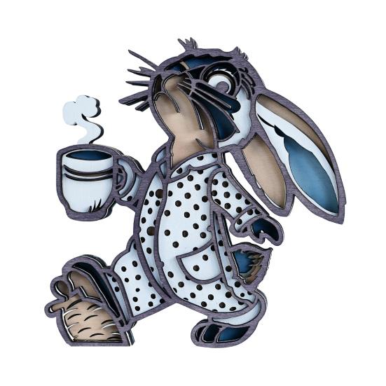 Easter Rabbit Ornament 3D Wooden Bunny Decoration Rustic Spring Rabbit