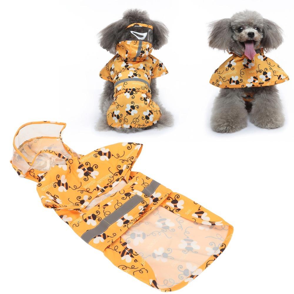 Bee Shaped Pet Rain Poncho Reflective Strips Reflective Dog Raincoat Dog Raincoat  Dog Outdoor Wear