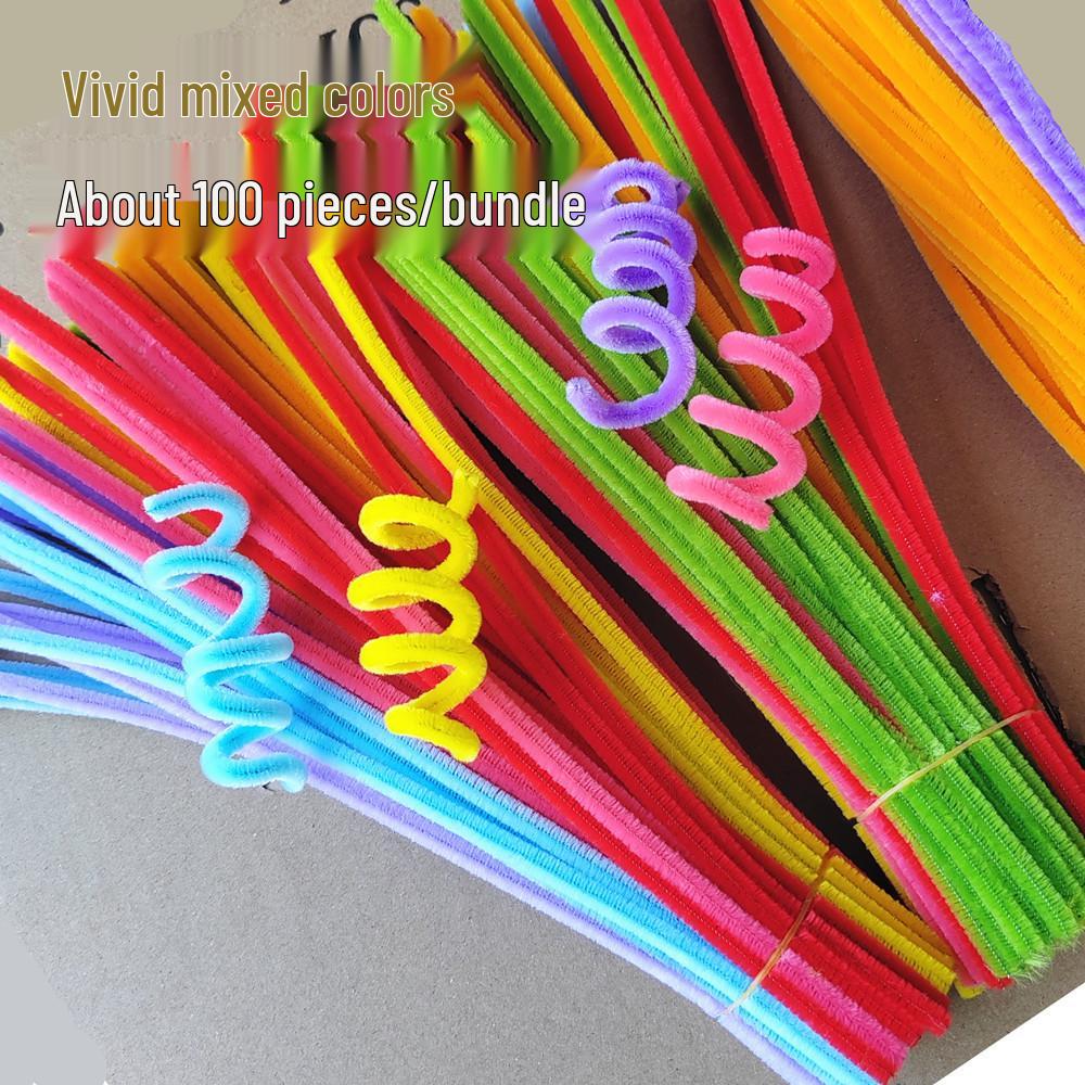 Macaron Twist Sticks: Plush Strips In Bright Mixed Colors for Children's Weaving & Handmade Flower Bouquets
