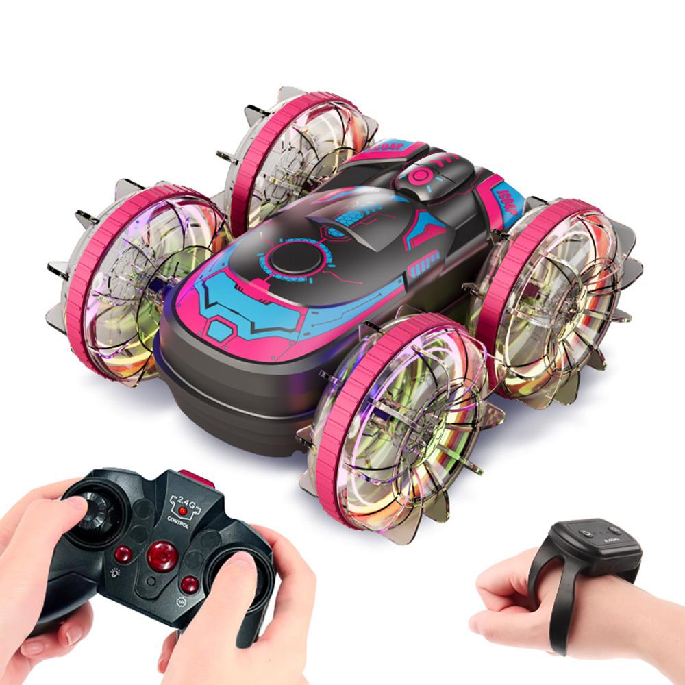 

JC04P 2.4G Remote Control 4WD Amphibious Stunt Car Toy with LED Lights, Dual Controller (CE/CPC/ASTM/EN71 Certified) Black