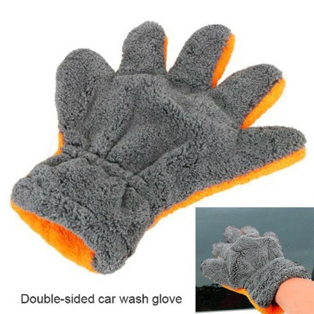Double-sided Care Cleaning Gloves Coral Fleece 5-Finger Gloves Car Washing Gloves for Car Wash