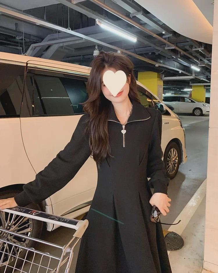 Autumn 2025 Women's Plus Size Long-Sleeve Waffle Waist Dress