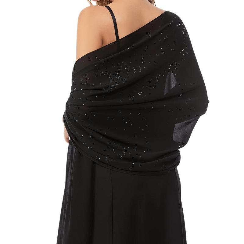 Abendkleid Schal Transparent Chiffon Damen Elegant Weich Seidig Glänzend Schal Hochzeit Brautschal Hochzeitsfeier