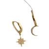 S925 Silver Star & Moon Asymmetrical Earrings - Niche Design with Eight-Point Star Studs for Women