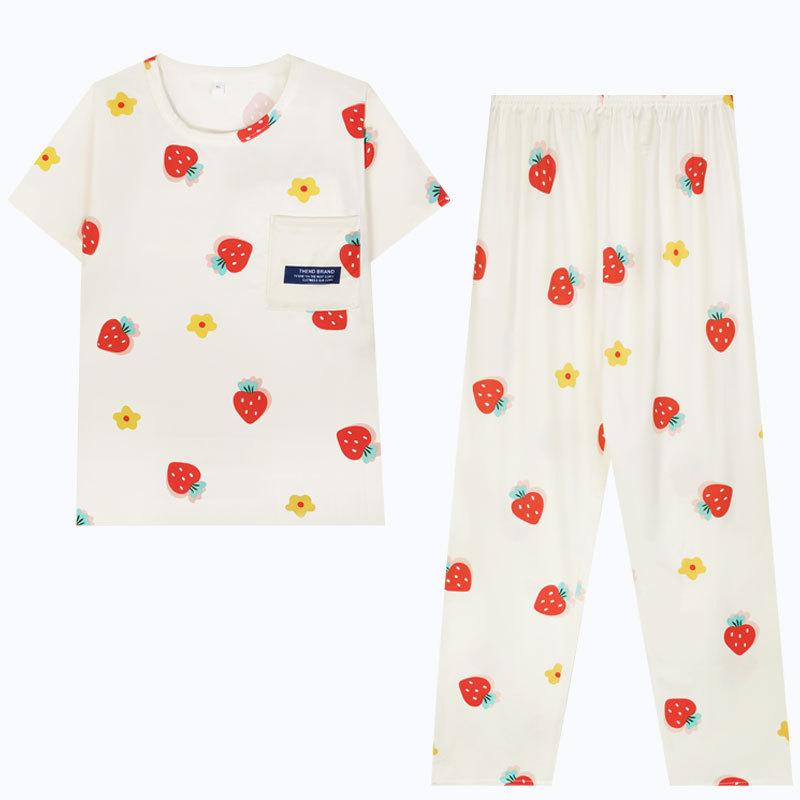 Summer imitation cotton Korean fresh floral pajamas women can wear pastoral casual women's short-sleeved loungewear suit