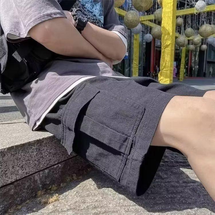 Męskie Spodenki Cargo Modne Kieszenie Letnie Bawełniane Spodenki Turystyczne Jogger Elastyczny Pas Spodenki Sportowe
