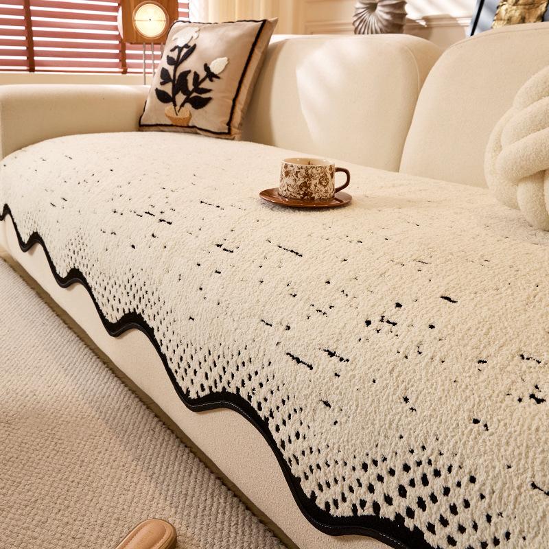 2025 New Wabi Sand Wind Sofa Cushion Fixed Non-slip Four-season Universal Straight Row Special-shaped One-piece Leather Sofa Cover