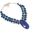 Natural Sapphire(Simulated) 925 Sterling Silver Jewelry Necklace 18" j4S63