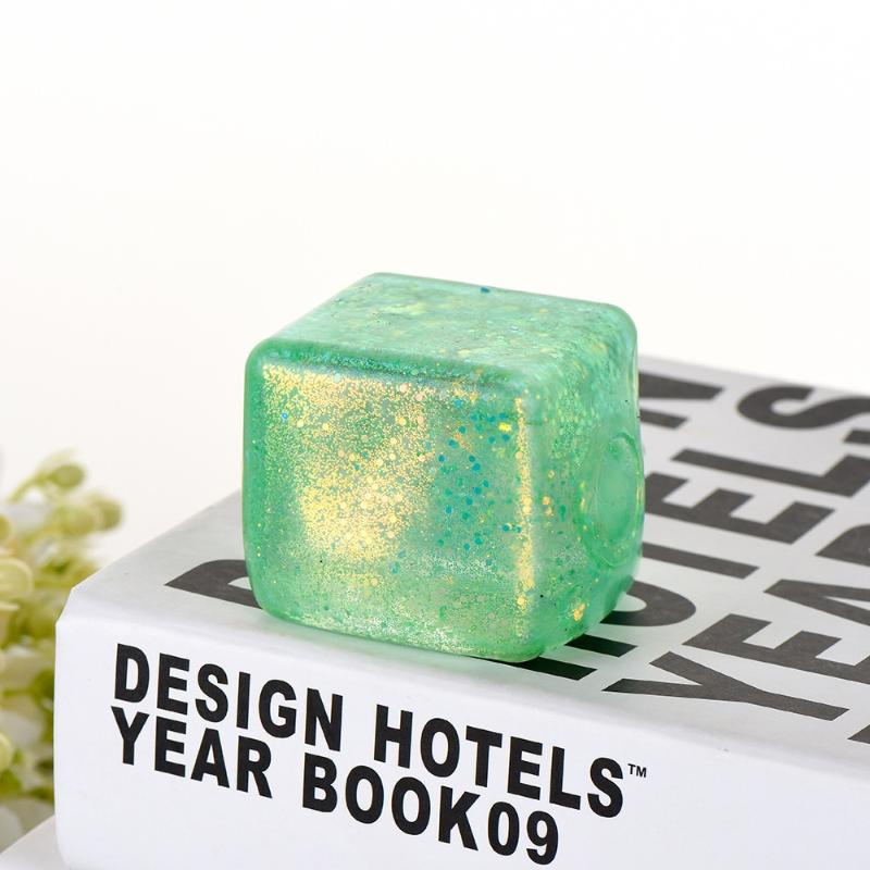 Colorful Sparkle Glitter Ice Cube Fidget Toys Slow Rebound Soft Stress Relief for Adults Anxiety Reduction