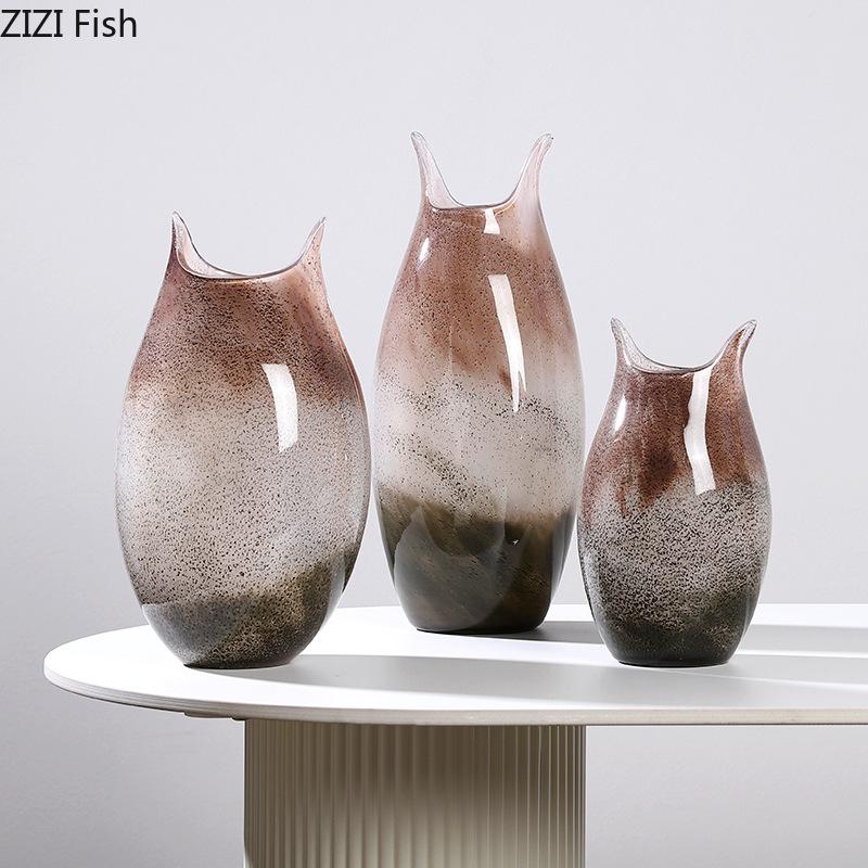 Color Gradient Irregular Glass Vase Hydroponic Plant Pots Table Decoration Flowers Arrangement Floral Vases Room Aesthetic Decor