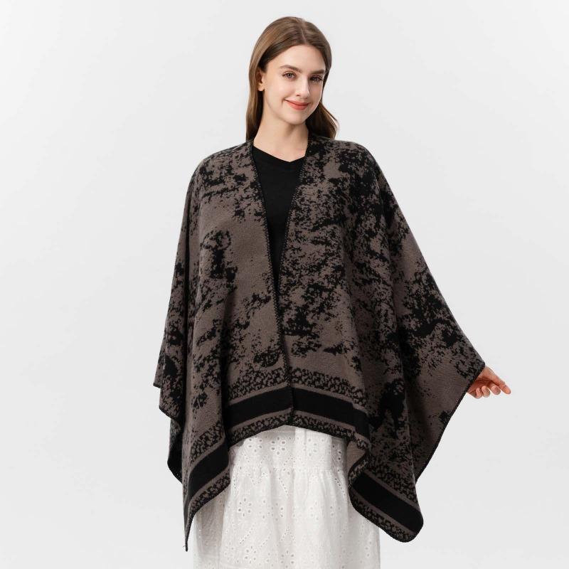 Literary niche women's scarf shawl forest series thickened warm imitation cashmere split double-sided shawl