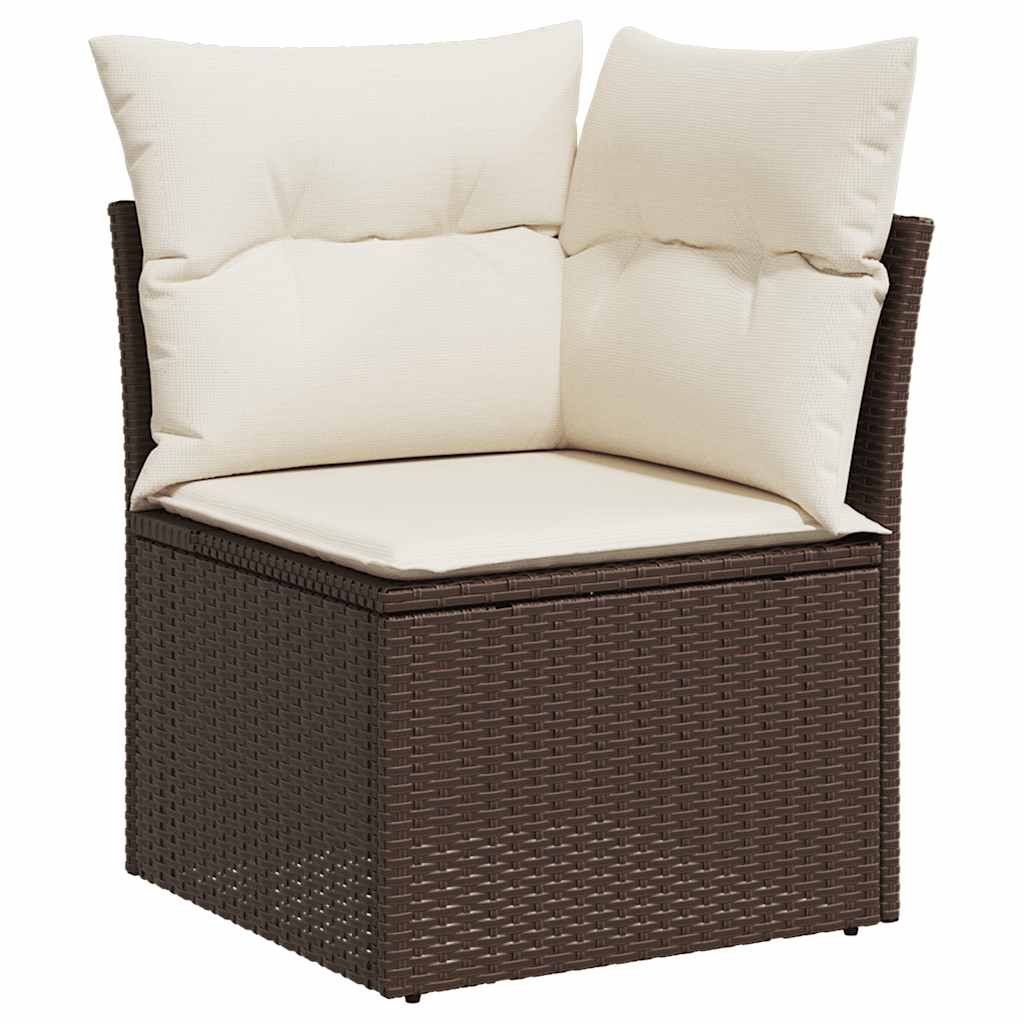 6 Piece Brown Garden Sofa Set with Cushions Poly Rattan