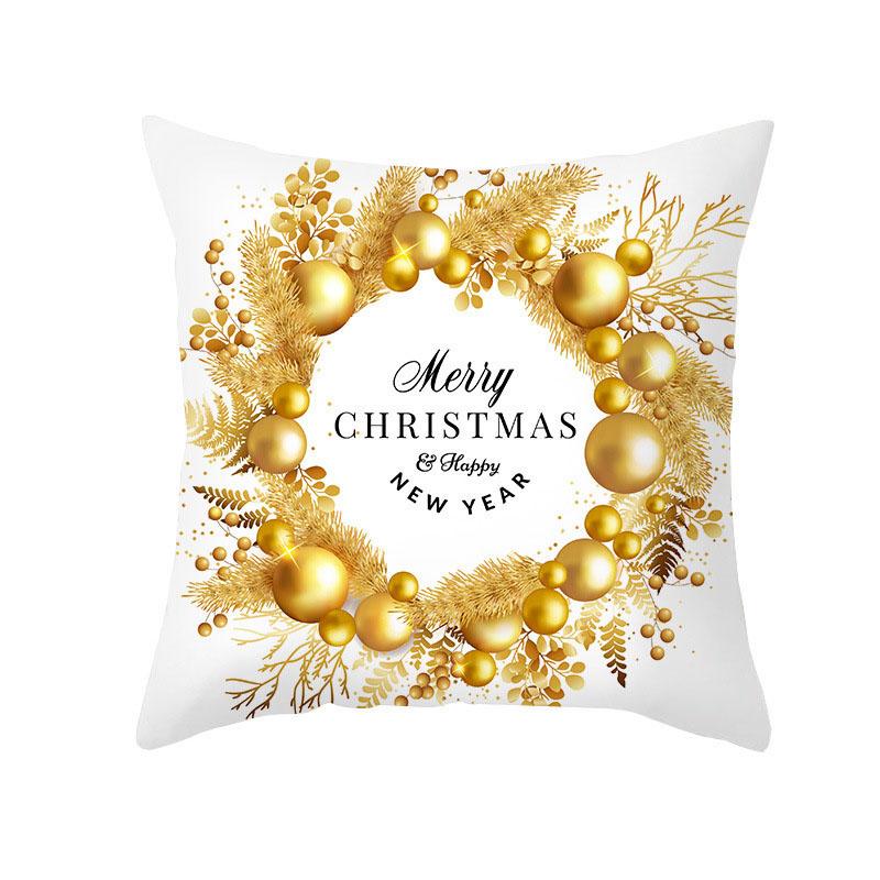 Home Christmas Decoration Pillowcase Merry  Platinum Ball Print  Living Room Sofa Cushion Cover Holiday Gift