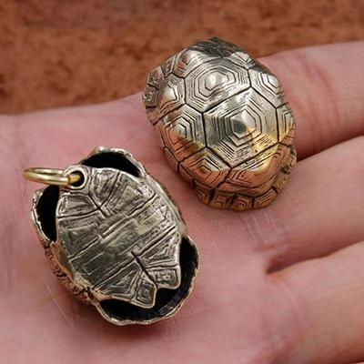 1Pcs Brass Metal Vintage Keychain Copper Tortoise Shell Bell Car Pendant Jewelry Hanging Diy Accessory Creative Lucky Gifts