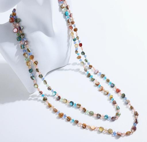 

Colorful Beaded Long Necklace for Women Dopamine Style Sweater Chain Fashion Jewelry Party Accessories Gift