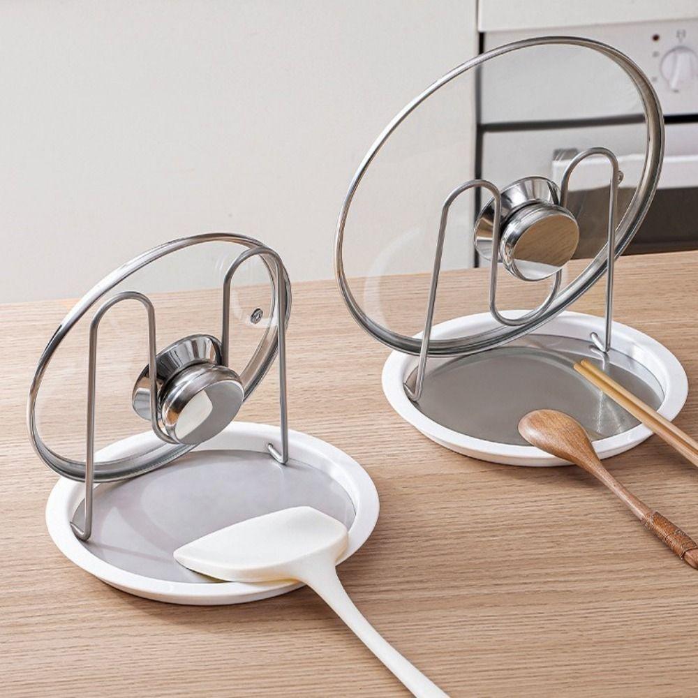 Folding Pot Lid Holder Stainless Steel Pot Lid Stand Pan Cover Shelf Spoon Rest  Restaurant