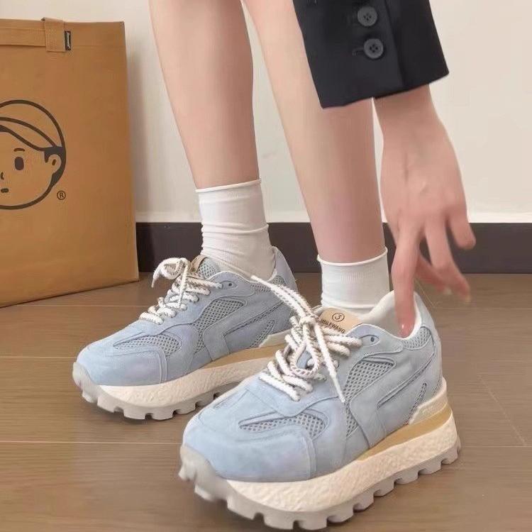 [Inner height increase of 8cm] Small thick-soled Forrest Gump shoes for women's 2025 summer new net-transparent sports and leisure moral training sho