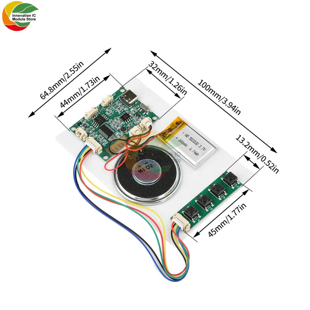 DIY Bluetooth Recording Module MP1 Decoding Board Module Recording Card Movement Module 8M Capacity TYPE-C MP1 Player