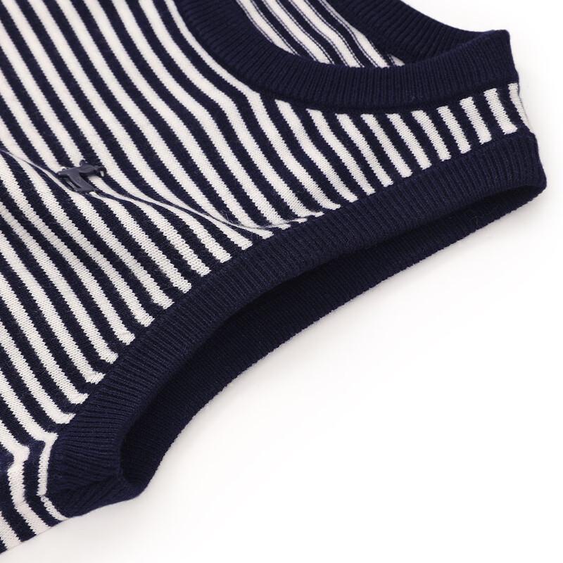 ELLE KIDS French Classic Striped Embroidered Knit Vest for Girls