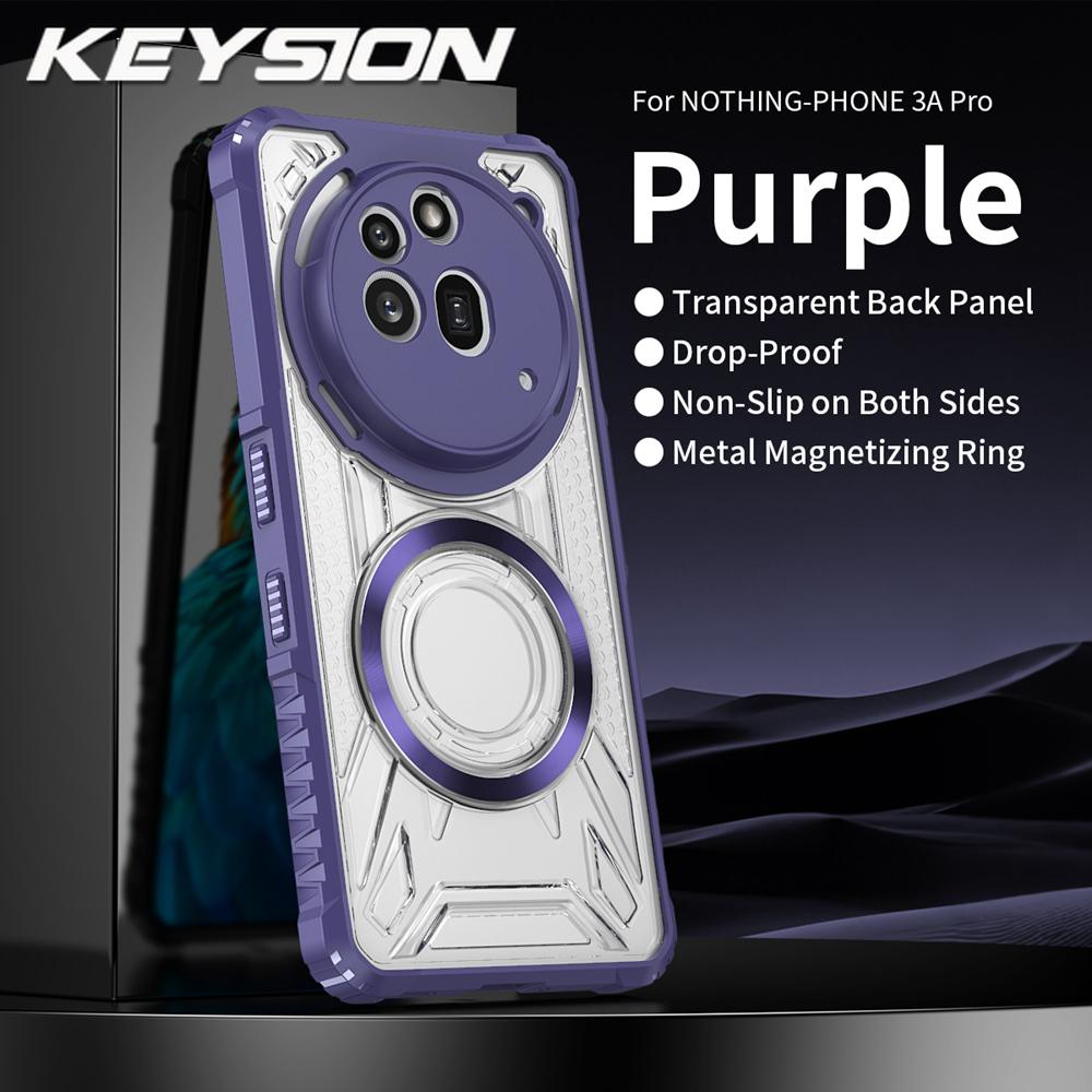KEYSION Transparent Magnetic Case for Nothing Phone 3A Pro Silicone+PC Heavy Duty Shockproof Phone Cover for Nothing Phone 3A