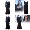 Wednesday Addams Cosplay Costume For Halloween Stage Performance With Elastane For Adults