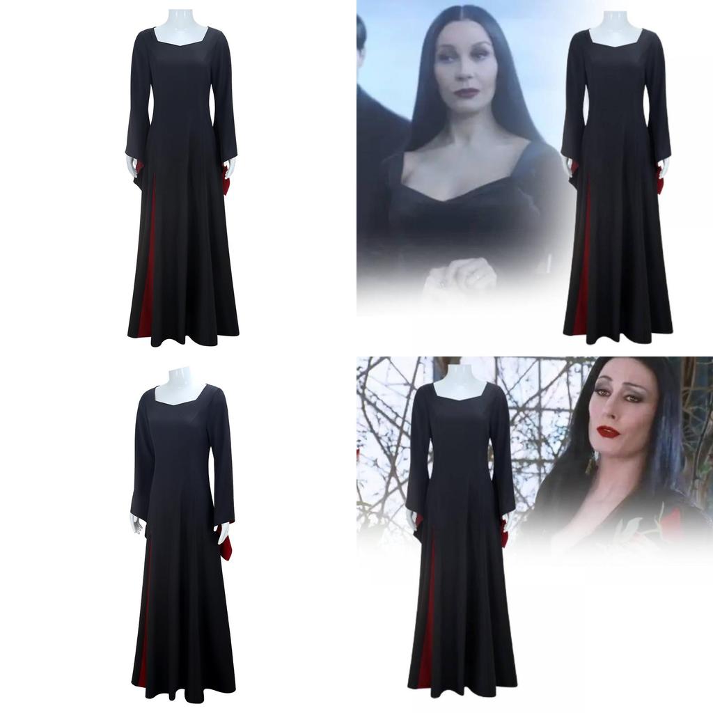 Wednesday Addams Cosplay Costume For Halloween Stage Performance With Elastane For Adults