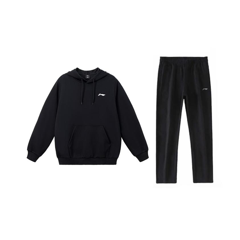 

Li-Ning Минималистичный однотонный свободный удобный классический универсальный худи-пуловер повседневный спортивный костюм унисекс YWDV383-1+AKLU881-1 3XL