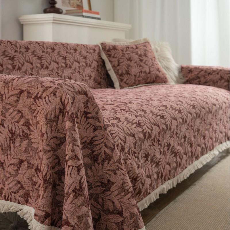 Thick Woven Floral Sofa Throw Cover Living Room Pet-Resistant Dustproof Decorative Blanket 3-Seater Couch
