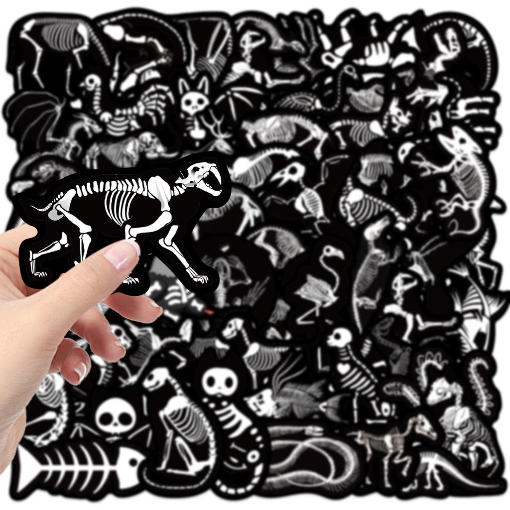 56Pcs Cool Dark Animal Mixed Skeleton Stickers For Scrapbooking Supplies Glass Phone Guitar Diy Sticker Pack