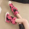 Women's Spring Graffiti High Canvas Boots Round Head Middle Follow Anti Slip Boots Women Leisure Fashion Rubber