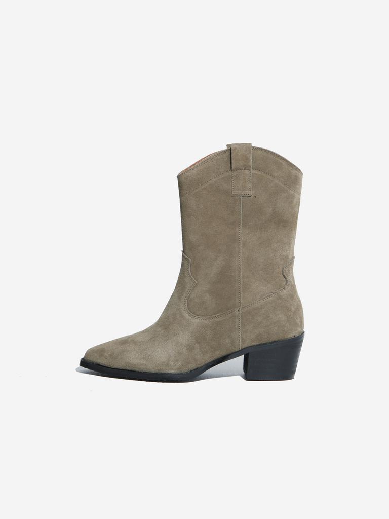 Komorebi Museum Km012M Cow Leather Western Suede Mid-Calf Boots Genuine Leather Ver. Beige Khaki