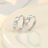 925 Silver Small Hoop Earrings For Women Luxury Elegant Love Heart Cubic Zirconia Earring Classic Party Wedding Jewelry
