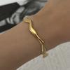 Exaggerated Punk Irregular Wide Cuff Bangle for Women Stainless Steel Gold Color Geometric Bangle Stackable Trendy Jewelry