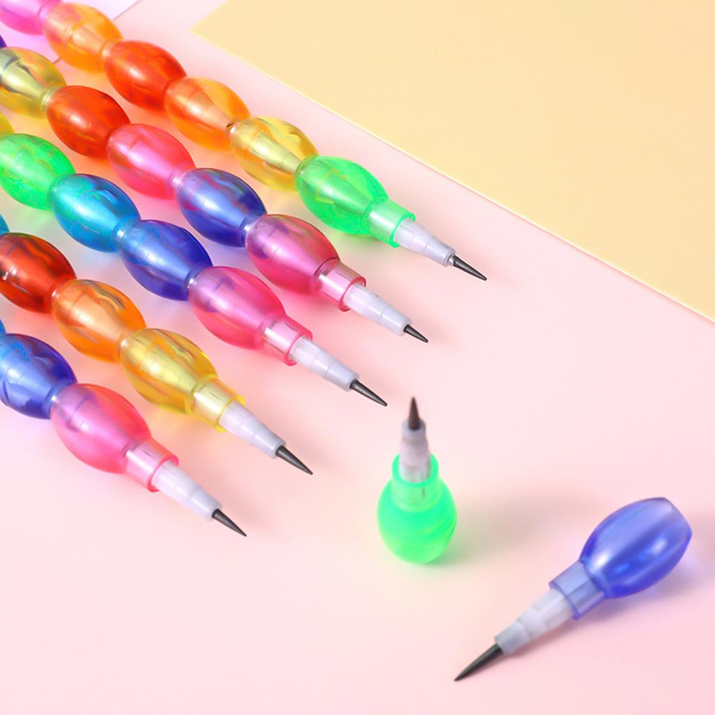 12 STÜCKE Stapelbare Stifte Cartoon Baustein Stifte 7 in 1 Schreibstift für Kinder Schüler Geburtstag Weihnachten