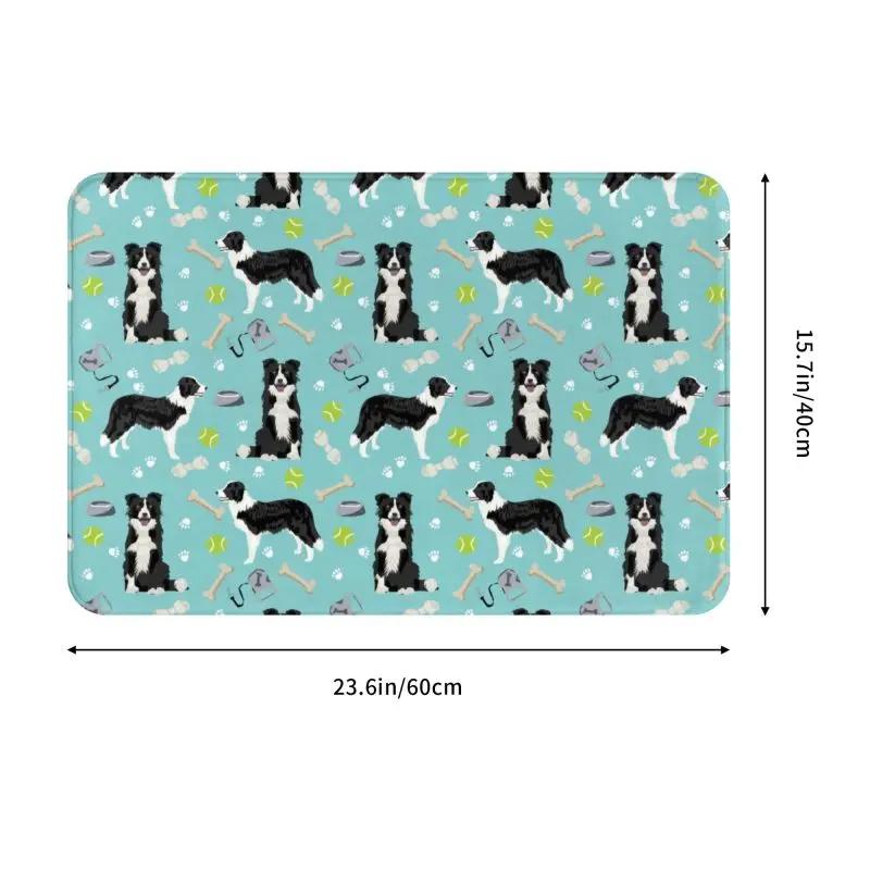 Border Collie Tennis Ball Doormat Anti-Slip Bath Kitchen Mat Living Room Door Floor Entrance Carpet Rug