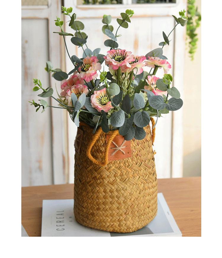 Nordic Seagrass Woven Flower Basket with Handle for Dried Flowers and Ornaments