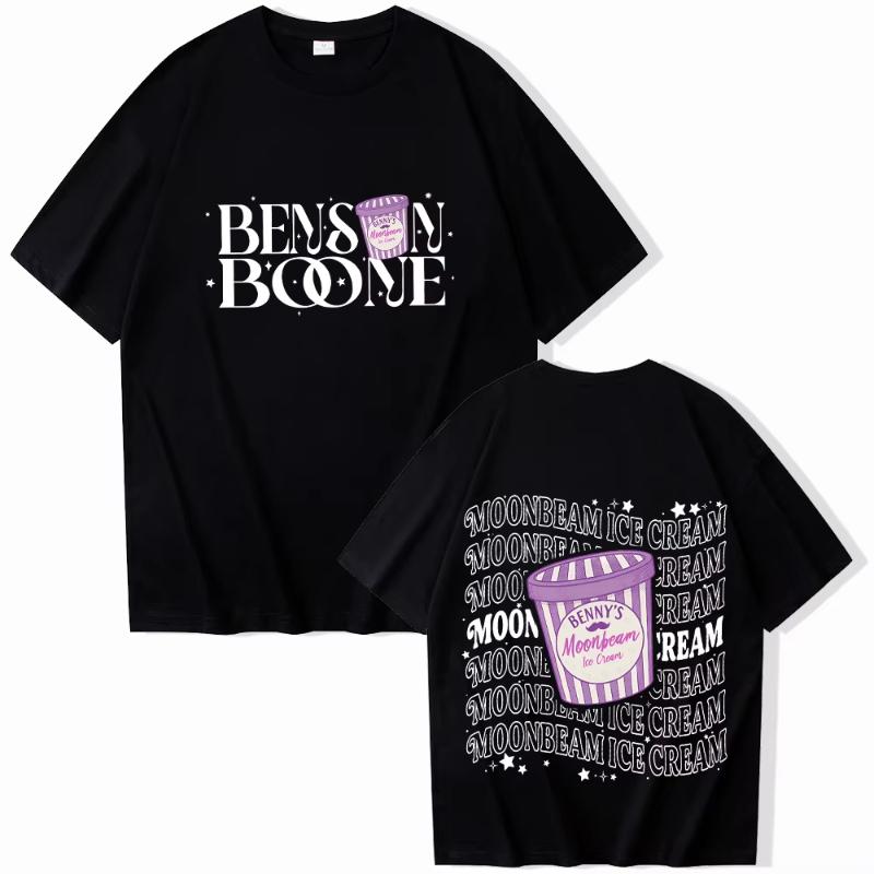 2025 Estate Benson Boone Moonbeam Ice Cream 100 Cotone Puro Maglietta Stampata Merch del Tour Pullover Unisex Oversize Uomo e Donna