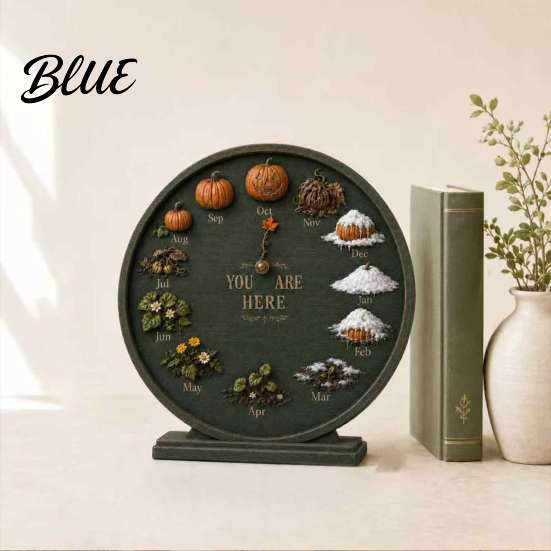 Festive Yard Ornaments Season Clock Decor Round Month Calendar Wooden Seasonal Farmhouse Perpetual Thanksgiving Garden