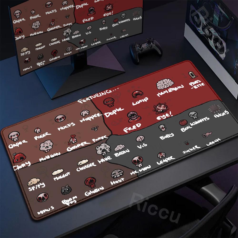 Anime The Binding Of Isaac Mauspads Spiel Tastatur Verriegelte Kanten Mauspads Computerzubehör Rutschfeste Schreibtischunterlagen PC Schrank Mauspads