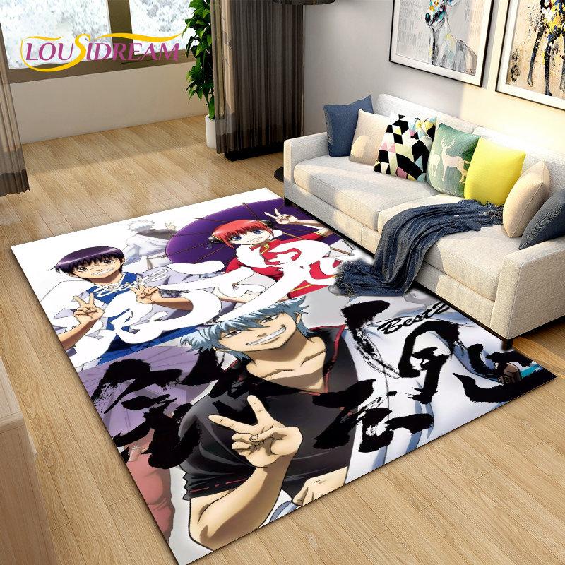 Anime Gintoki Kagura Gintama Area Rug,Carpet Rug for Living Room Bedroom Sofa Doormat Decoration, Kids Play Non-slip Floor Mat