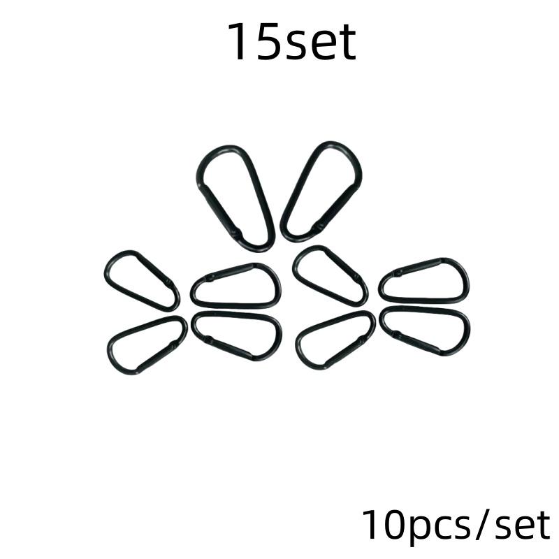 10pcs Black Aluminum Carabiner D-Ring Key Chain Clip Camping Keyring Snap Hook Outdoor Travel Kit Camping Equipment