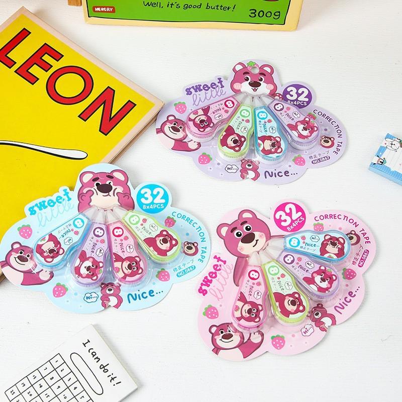 YQiDuo Family Mini Correction Tape Set - Cute Cartoon Design, Silent Tape, 4-Pack for Students