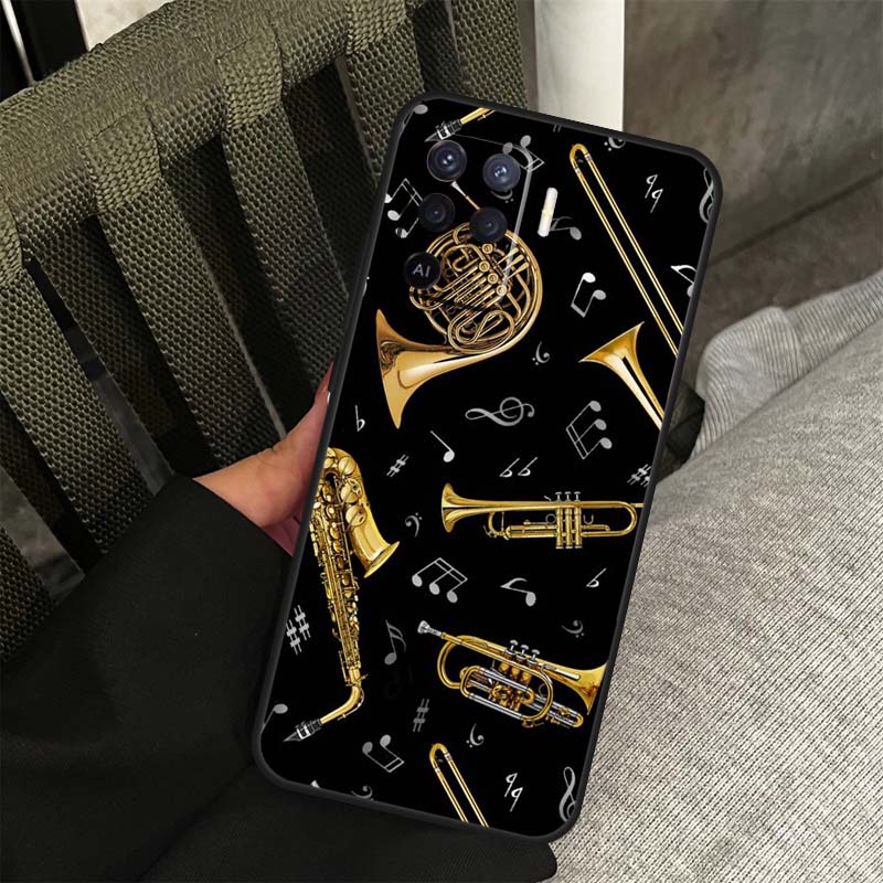 Saxophone Music Case For Oppo A80 A60 A40 A94 A54 A98 A78 A18 A38 A58 A16 A76 A96 A17 A77 A74 A57S A15 Cover