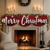 Santa Claus Mantel Topper Snow Landscape Xmas Mantel Decor Fireplace Shelf Cover  Winter Holiday