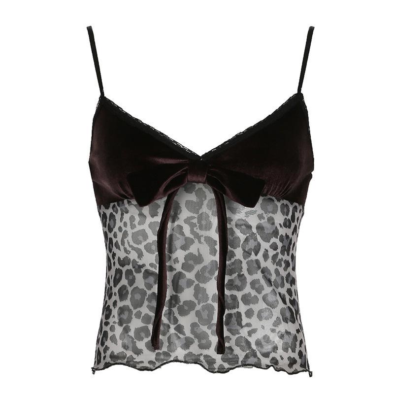 Spicy Leopard Print Velvet Camisole: Sexy Slim Fit Summer Vest for Women Large